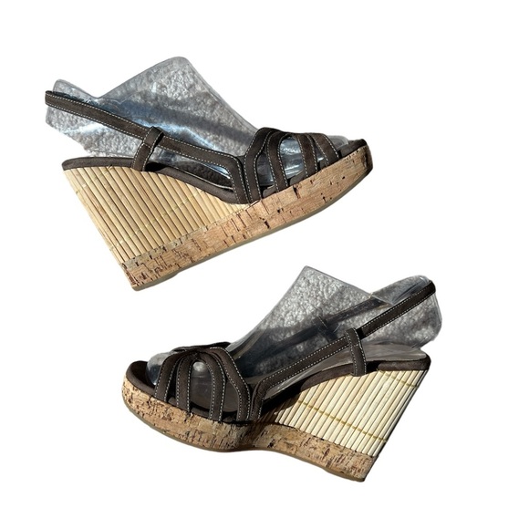Prada Bamboo Cork Wedge Platform Sandals - Picture 6 of 9